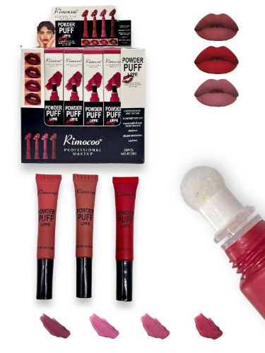 LABIAL LIQUIDO MATTE CON APLICADOR TIPO BORLA COLORES SURTIDOS RIMOCOO REF R1288